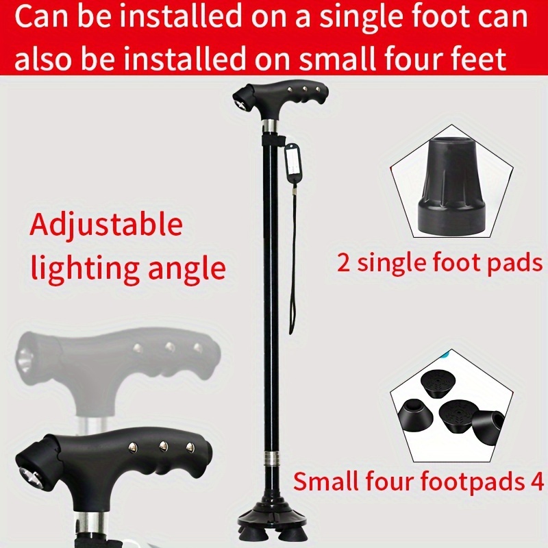 Four Legged Walking Cane With Lights Non Slip Walking Stick Multi