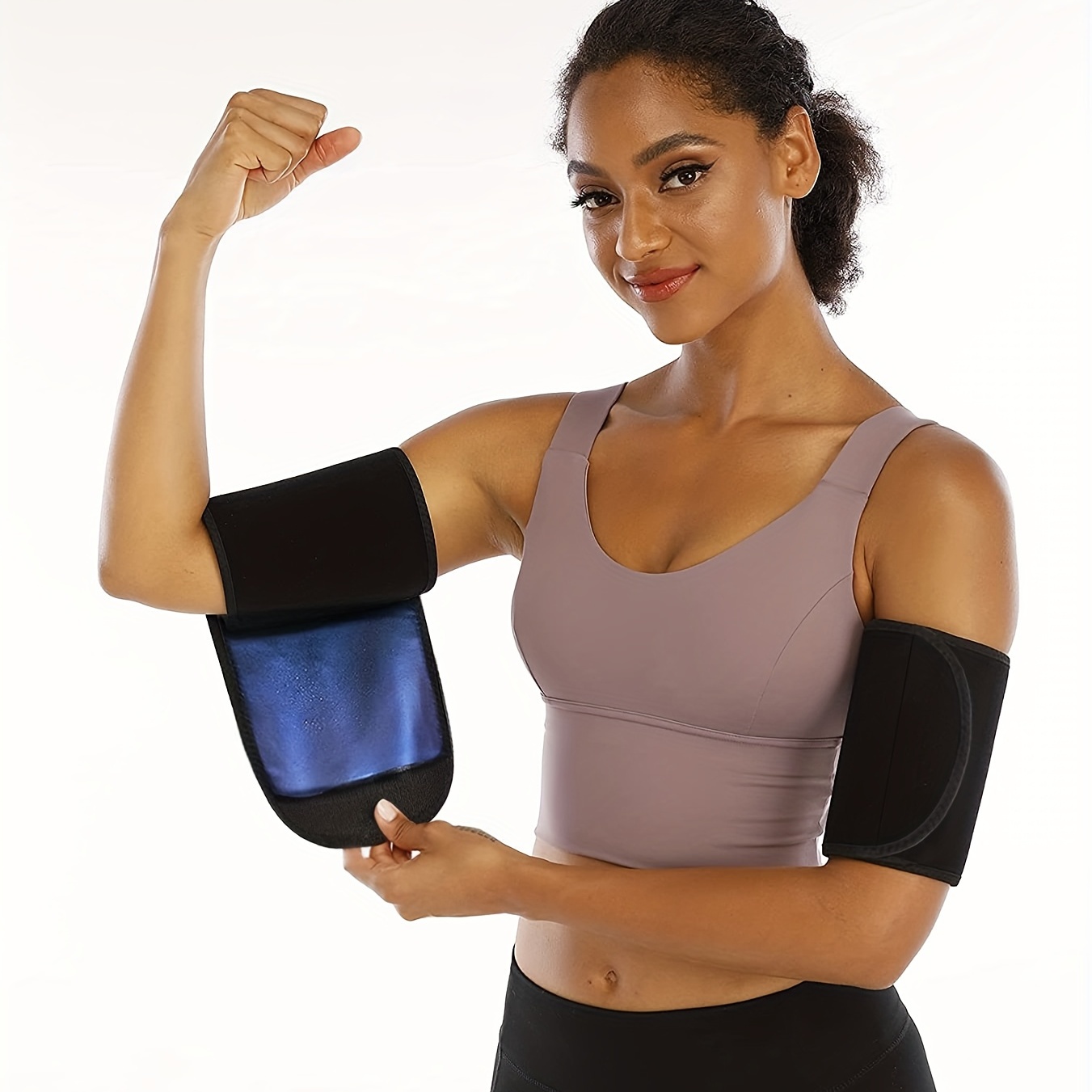 Kumayes Sweat Arm Bands Trimmer for Women & Men Sauna Arm Slimmer Shaper Compression Sleeves Wraps Lose Arm Fat Adjustable / Black