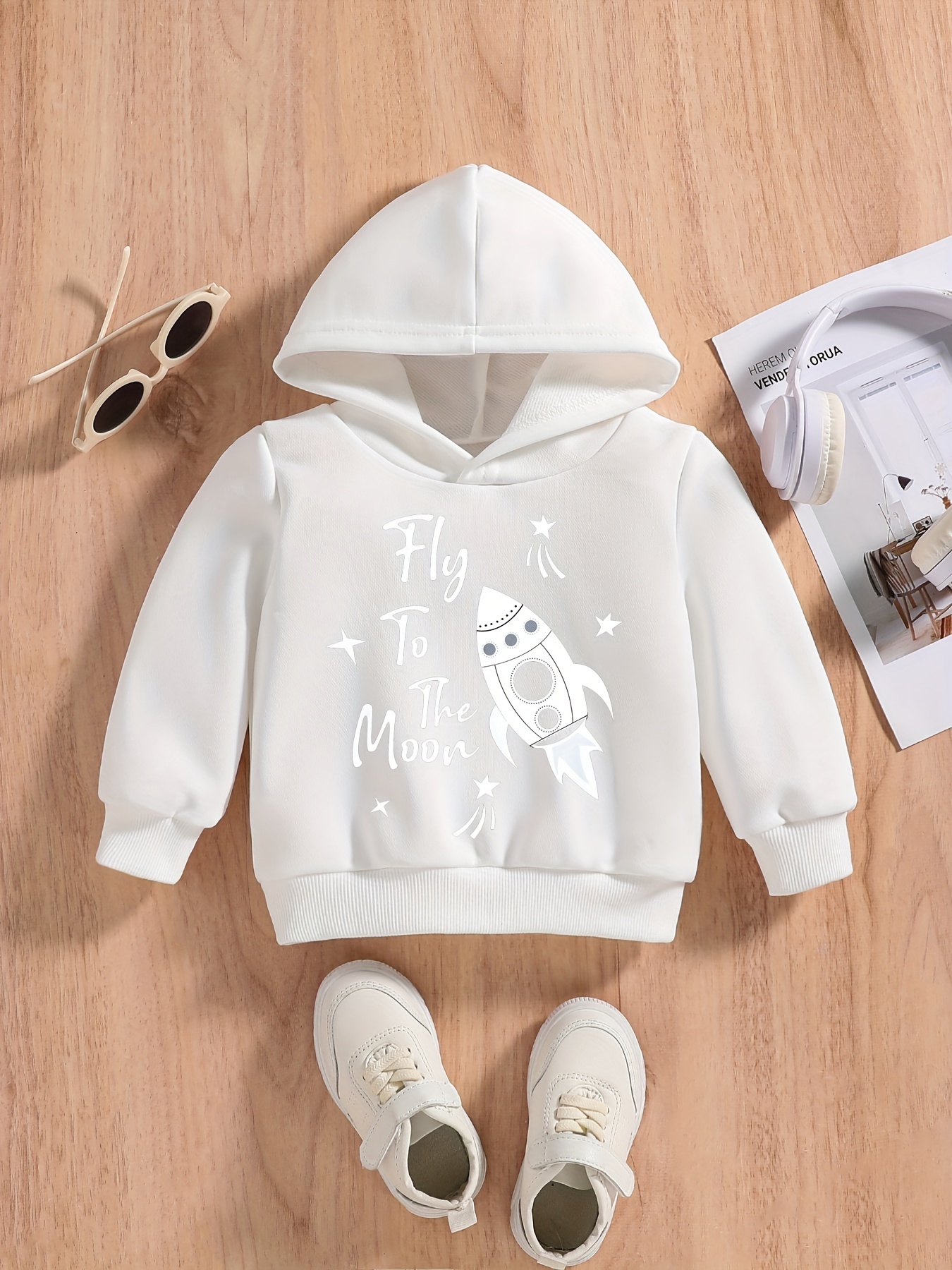 Cartoon Rocket Stylish Letters Print Hoodie Hoodies Baby Temu