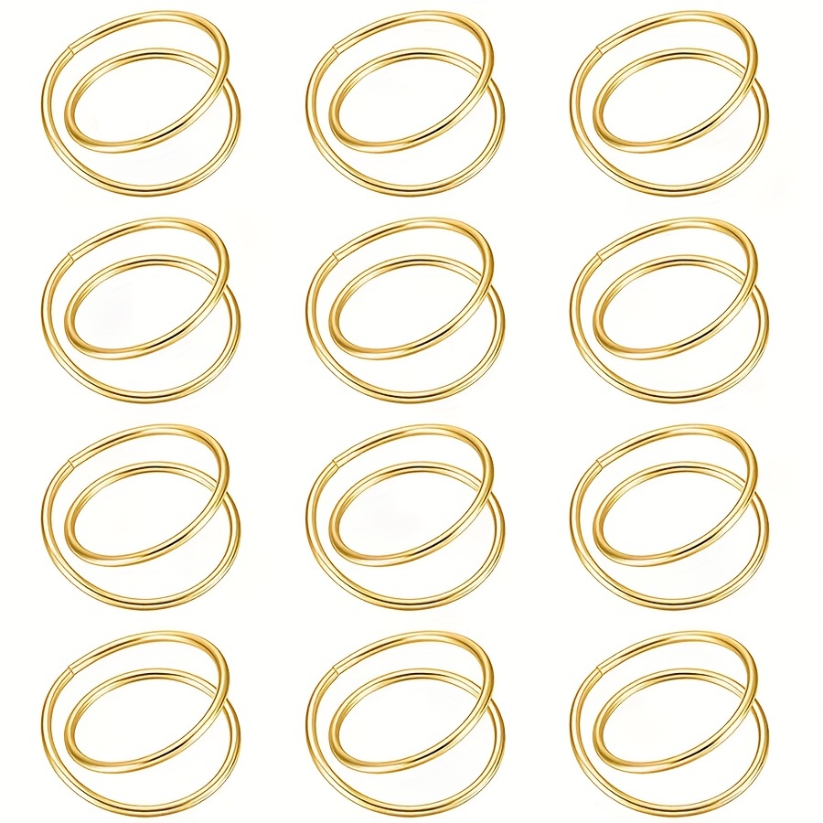 

Set Of 6 Napkin Rings With Double Rings And A Shiny Golden , In 3 Colors.