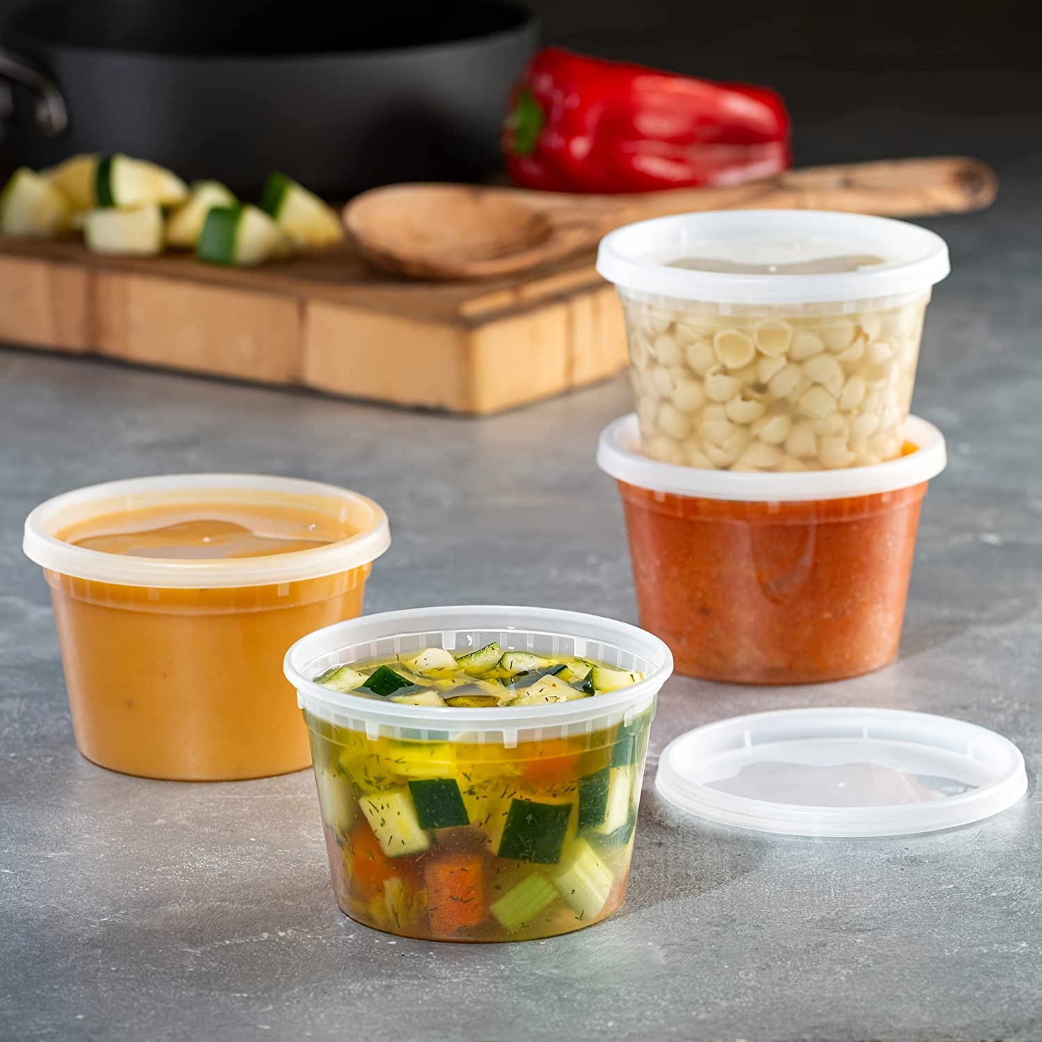 Stackable Leakproof Safe Plastic Deli Food Storage Containers With