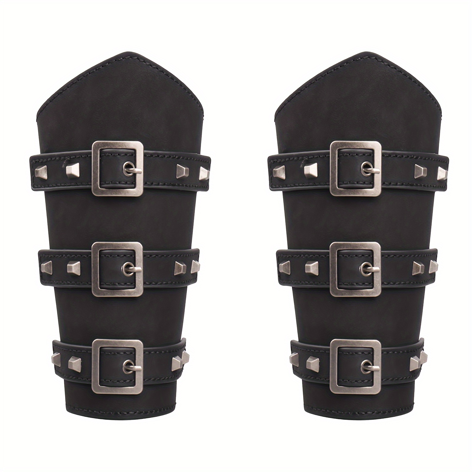2 Pieces Punk Arm Guards Vambrace Buckled Gothic Medieval Bracers Arm 