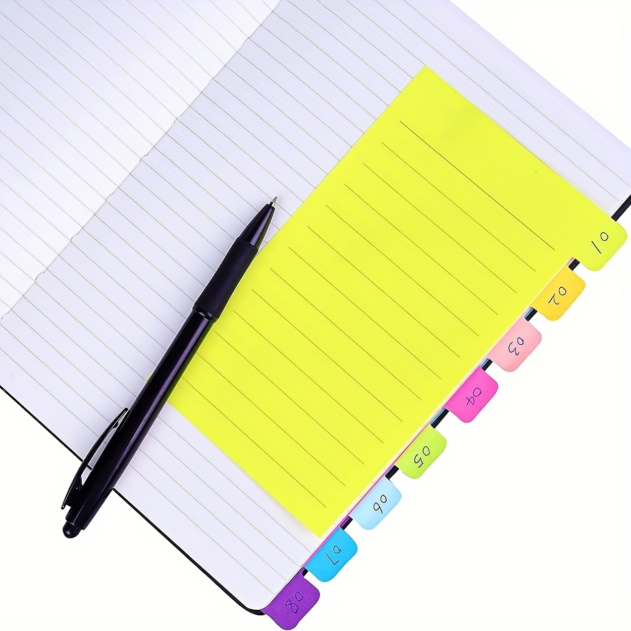 Office Supplies Sticky Notes Divider Sticky Notes Tabs ,tabbed Self-stick  Lined Bright Colors Note Pad, School Supplies 2 Pieces 120 Index Notes