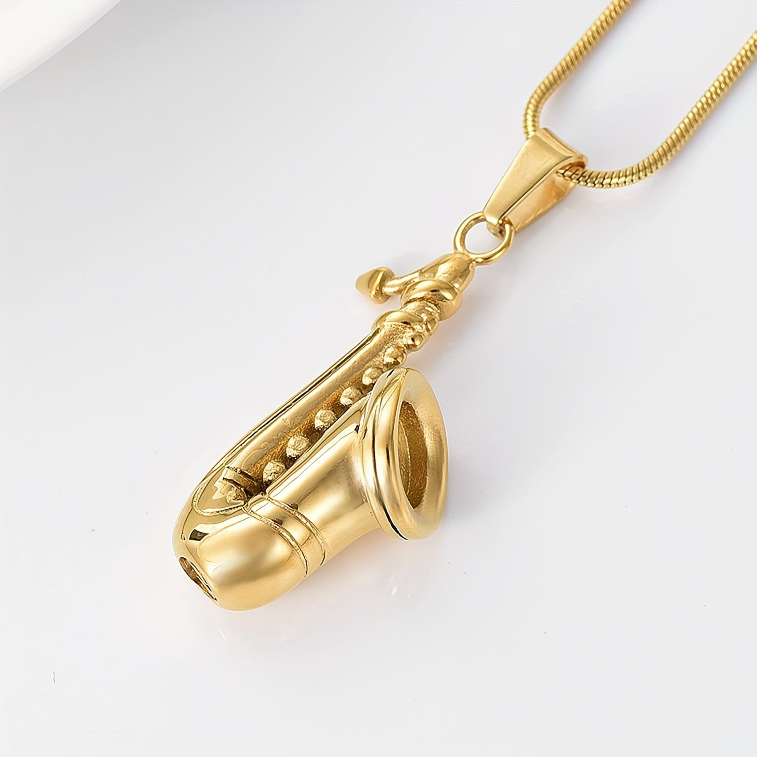 Customizable Saxophone Pendant Necklace for Memorials