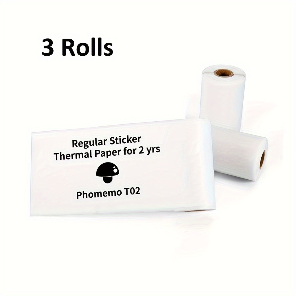 Papier thermique autocollant Phomemo d'origine, 3 rouleaux, compatible avec  M02, M02S, M02 Pro, mini autocollant photo thermique