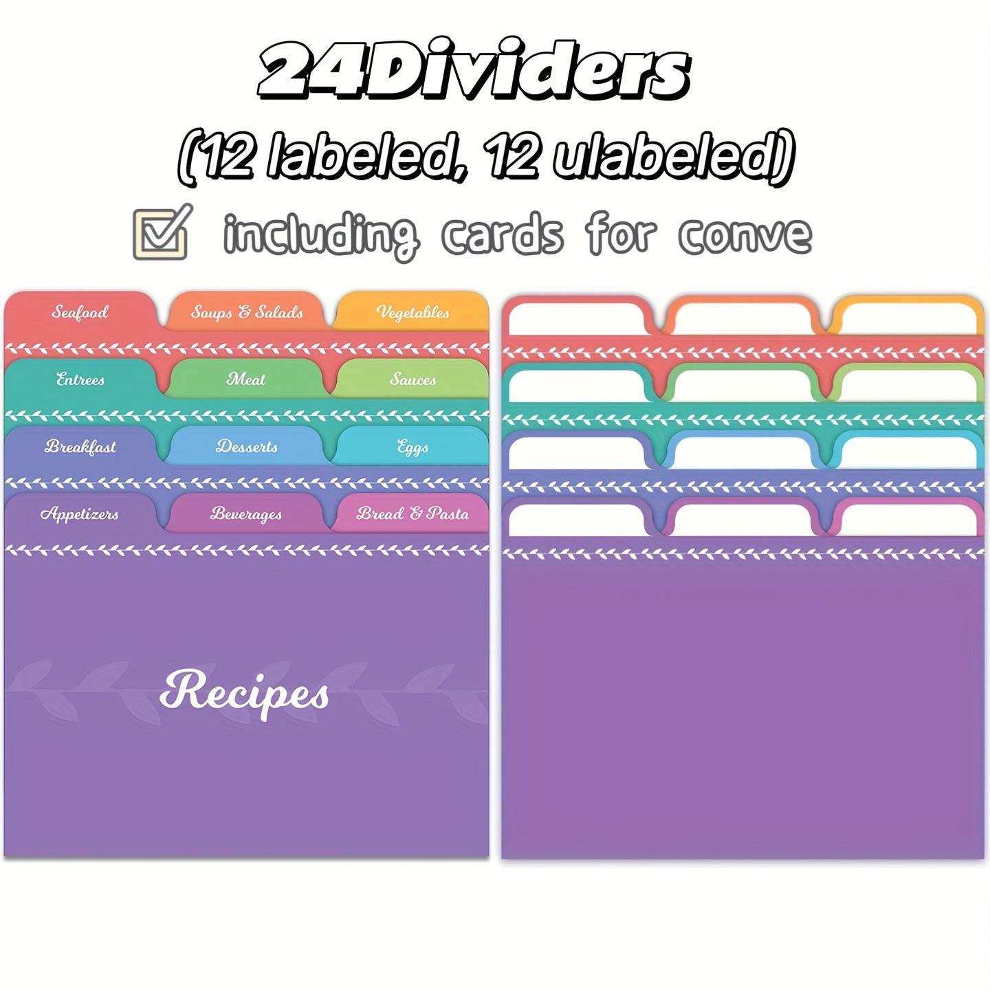 25Pcs Recipe Card Dividers Kitchen Recipe Cards Convenient Recipe Box  Dividers Cookbook Cards 
