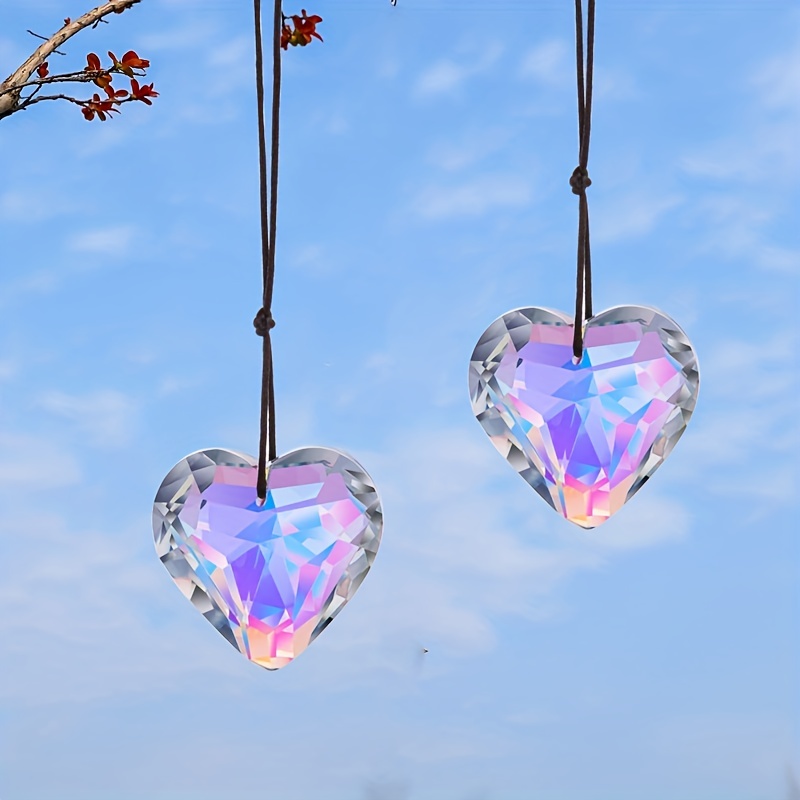 Décoration en Cristal en Forme de Coeur Arc-en-Ciel Cristal Attrape-Soleil  Suspendu Prisme Ornement …Voir plus Décoration en Cristal en Forme de Coeur