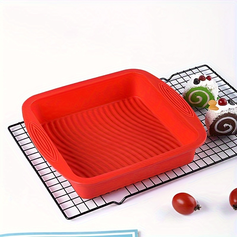 Silicone Square Cake Pan 8 Inch Silicone Brownie Pan with Non-Slip