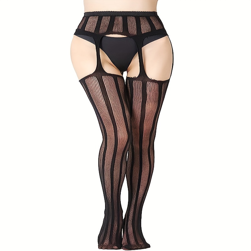 Plus Size Striped Women's Tights, Sexy Hosiery