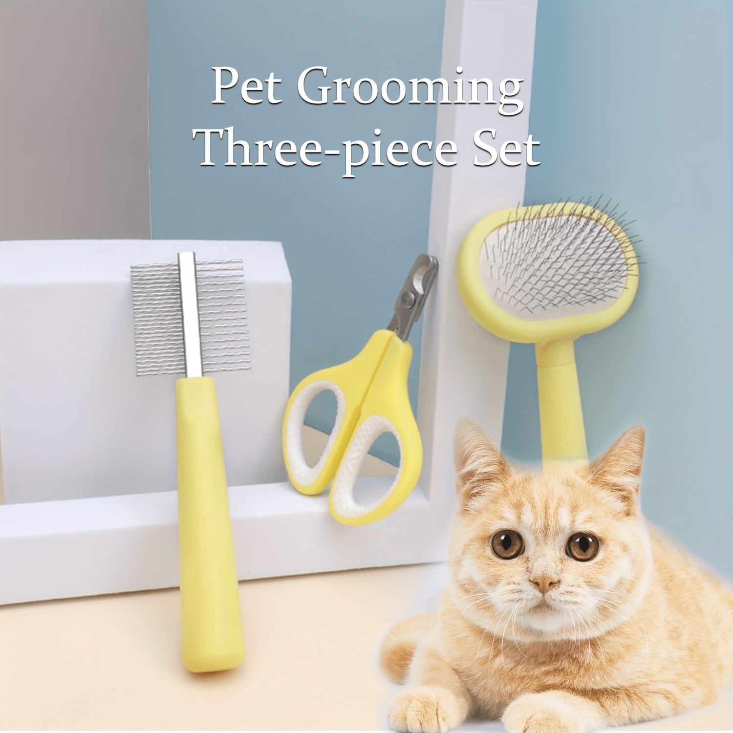 5 in 1 Cat Grooming Kit With Self cleaning Brush Nail - Temu