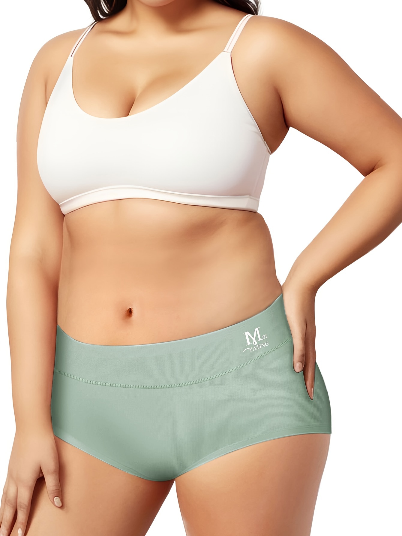 Plus Size Simple Panty Women's Plus Solid High Tummy - Temu