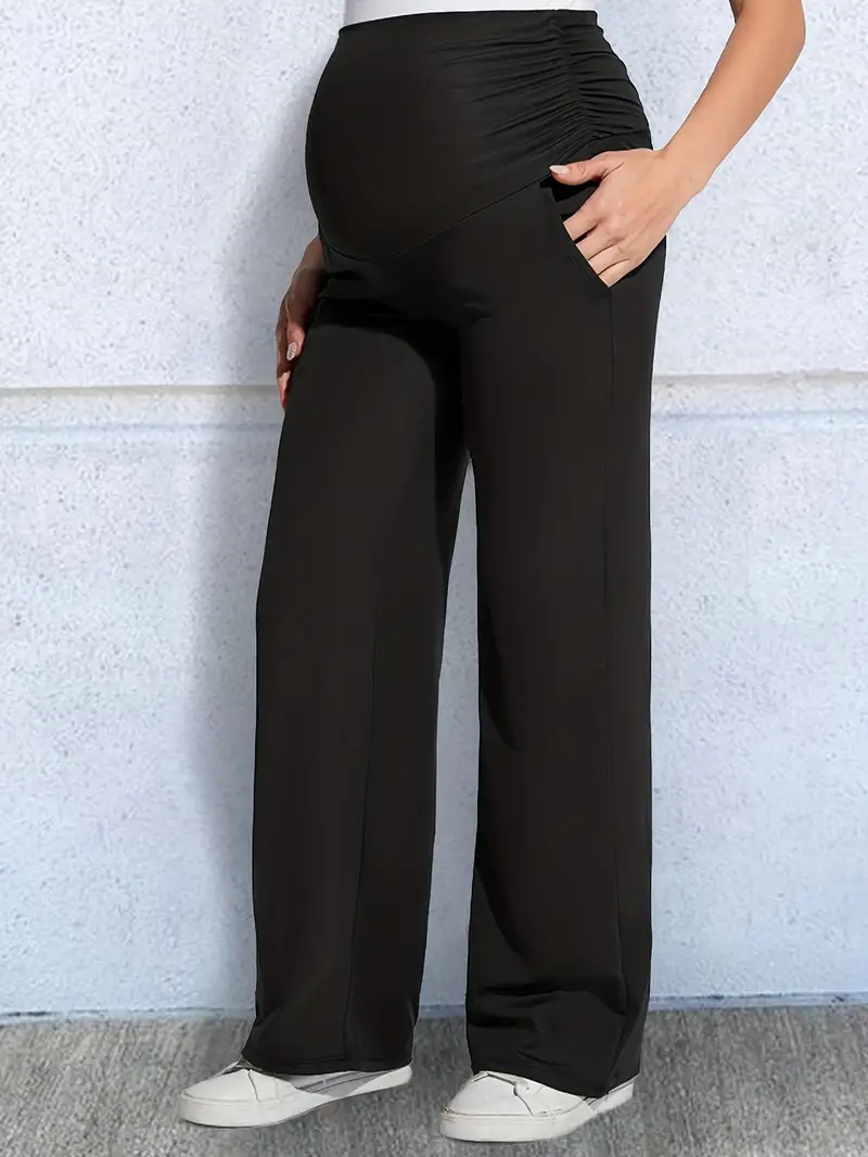 Pantalones Soporte Barriga Cintura Alta Mujeres Embarazadas - Temu