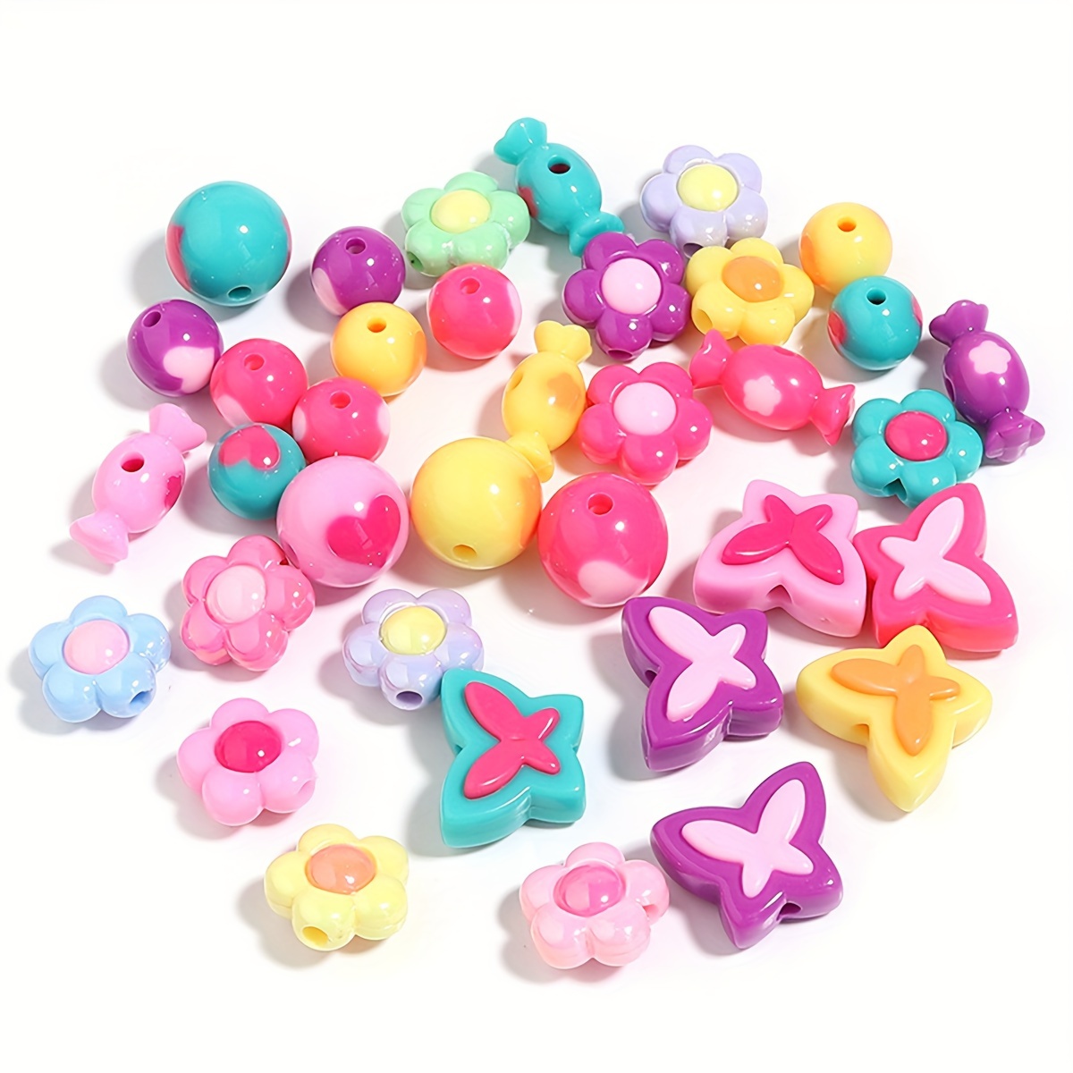 A Pack Acrylic Mixed Ab Color Effect Candy Beads Charms - Temu