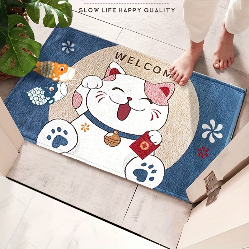 1pc Cartoon Cat Pattern Bath Mat, Cute Polyester Anti-slip Bath Rug For  Bathroom