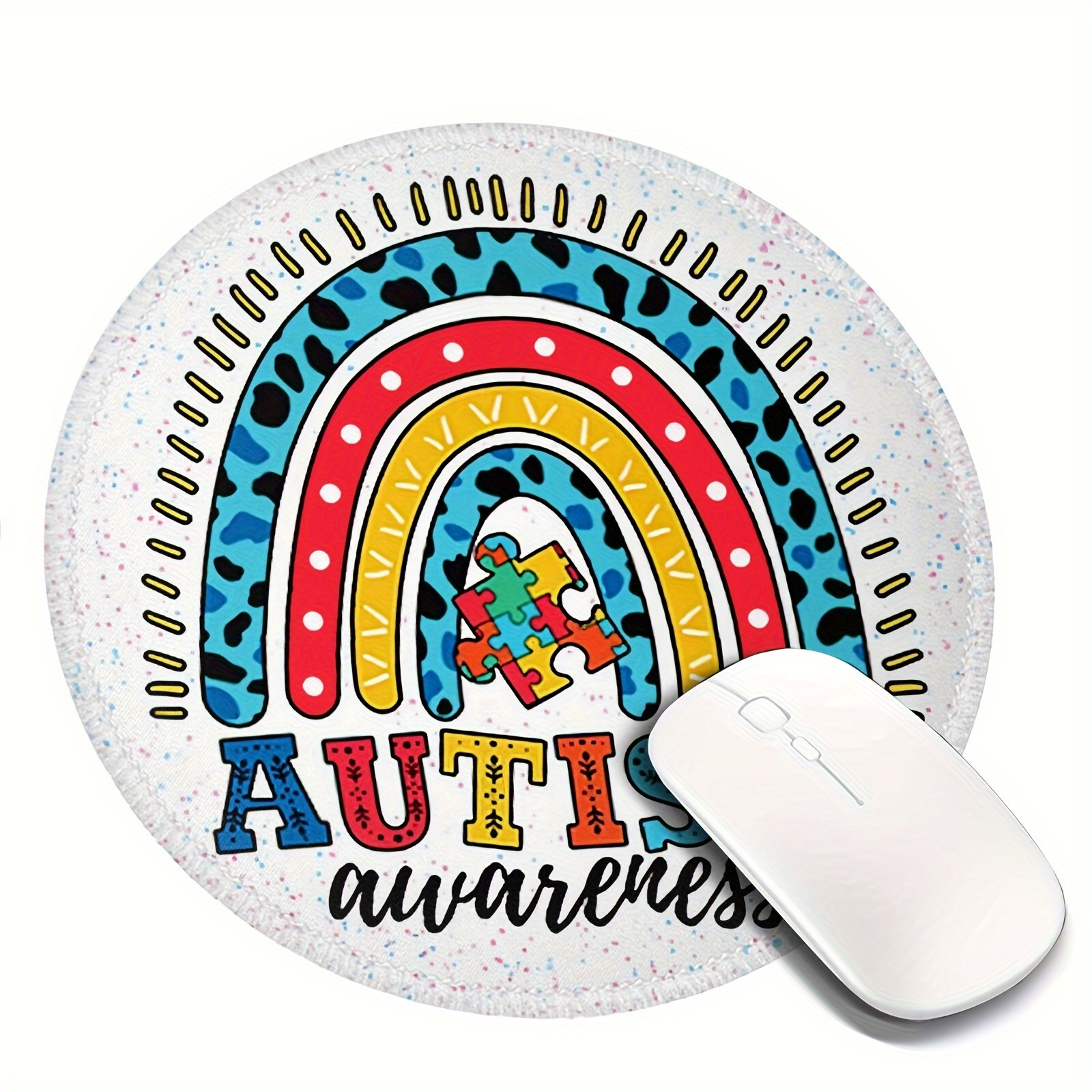 Rainbow Autism Round Mouse Pad Small Mouse Pad With Non slip - Temu