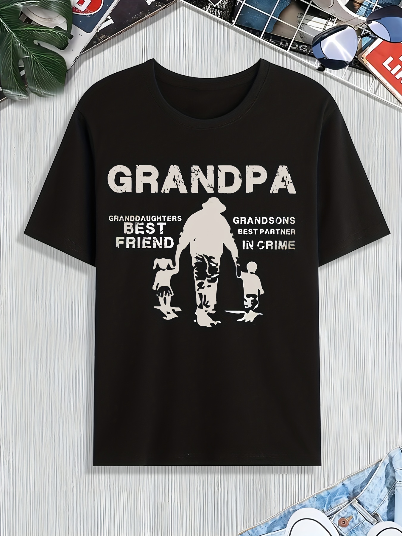 Reel Cool Grandpa Print T shirt Men Casual Short Sleeve Top - Temu