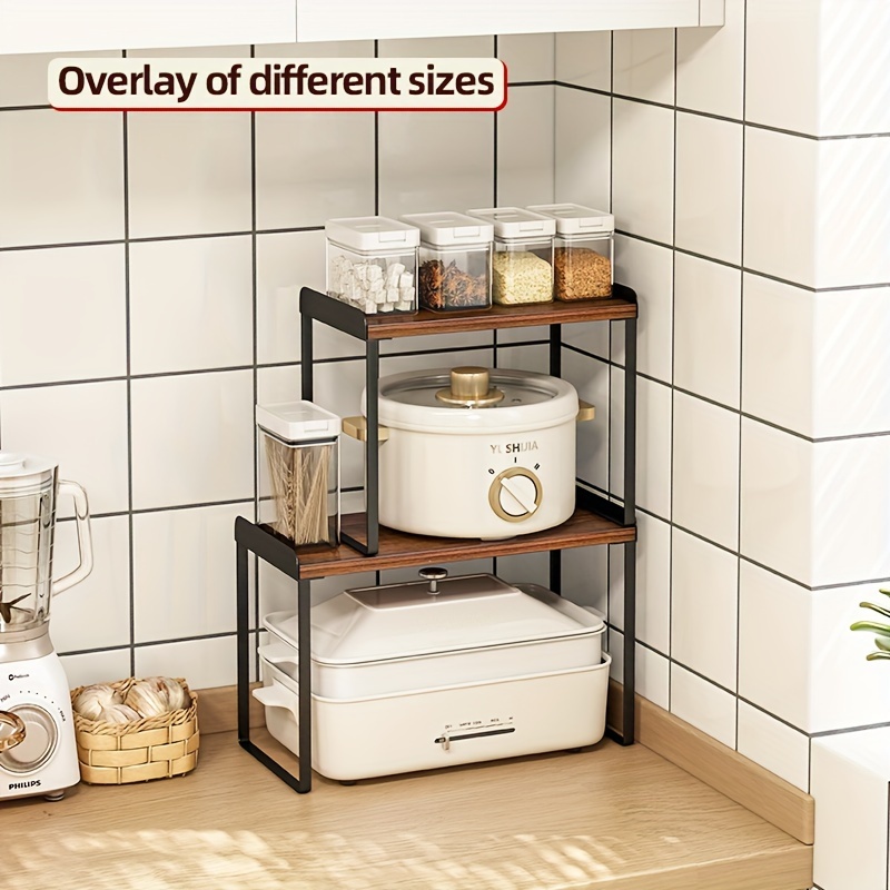 Kitchen Storage Tiered Wood And Metal Material Cabinet Rack - Temu