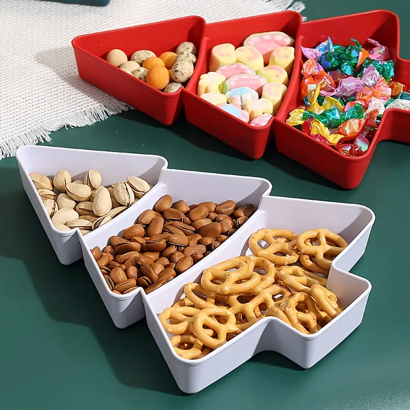 1pc christmas tree snack tray lazy snack box plastic candy tray nuts fruits serving tray for home kitchen office restaurant hotel party picnic party home decorations christmas accessories 1