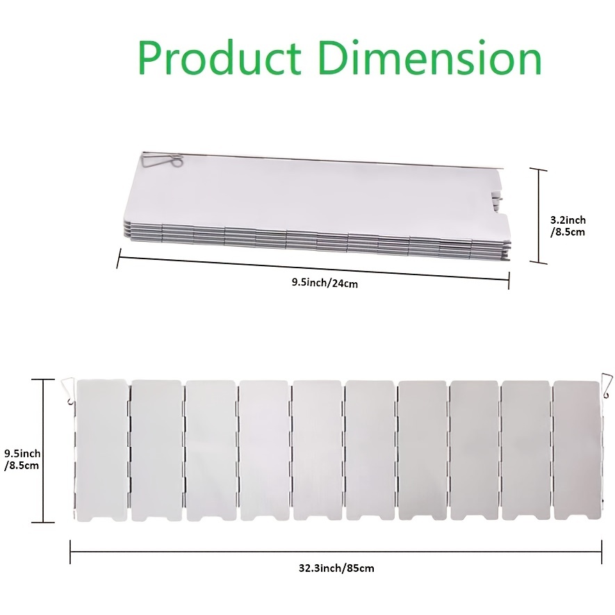 Lightweight 10-Plate Stove Windscreen for Camping Stoves and Butane Stoves  - Folding Aluminum Burner Windshield with Drawstring Bag