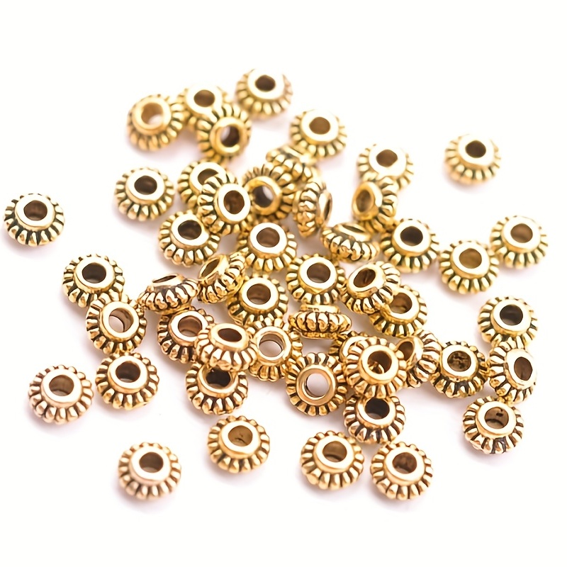 

20 Pcs Alloy Tibetan Style Spacer Beads, 6mm Charm Beads For Jewelry Making, Antique Silver Decorative Beads Without Plug