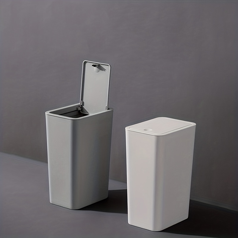 QPB Cubo de basura pequeño de plástico delgado con asas integradas, cubo de basura  estrecho para baño, lavandería, oficina en casa (gris) – Yaxa Colombia