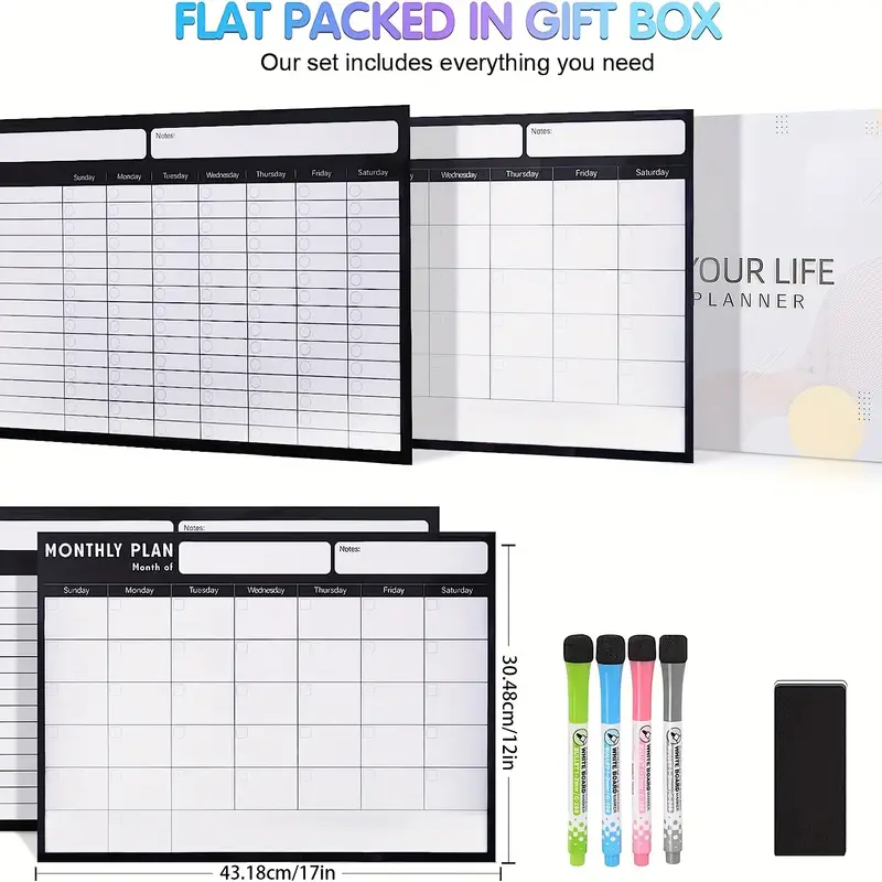 magnetic dry erase calendar for fridge and chore chart for fridge 2 whiteboards 17x12 refrigerator monthly planner wall chores chart for teenager adults 4 markers and 1 large eraser gift box packing details 0