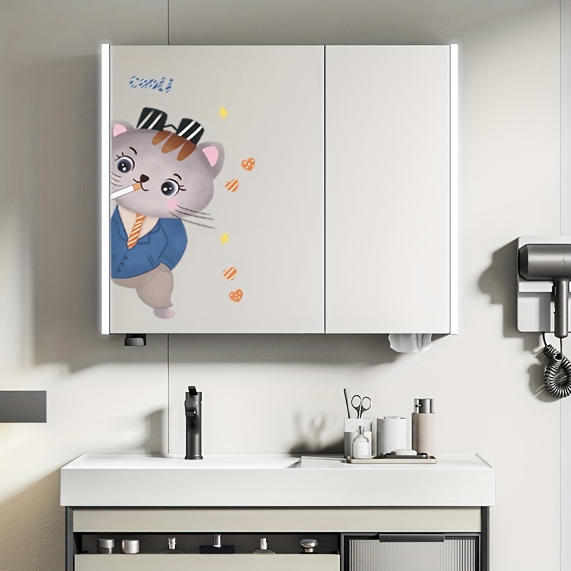 Cat Pattern Toilet Lid Decal Self Adhesive Sticker Home Decor