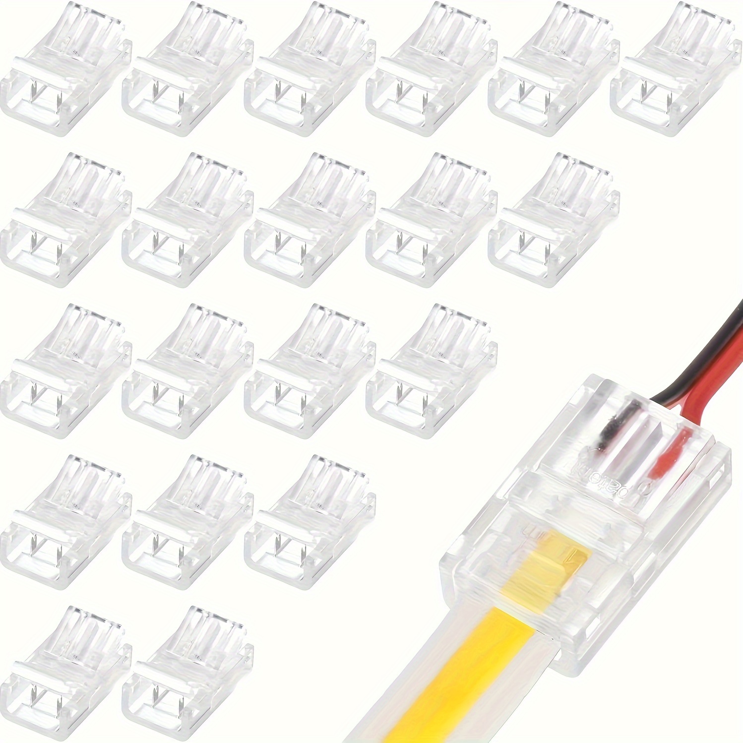 20 conectores de tira LED – Conectores de luz LED, conectores  LED de 4 pines de 0.394 in para tiras de luces, conectores de tira de luz  LED transparentes, conectores de
