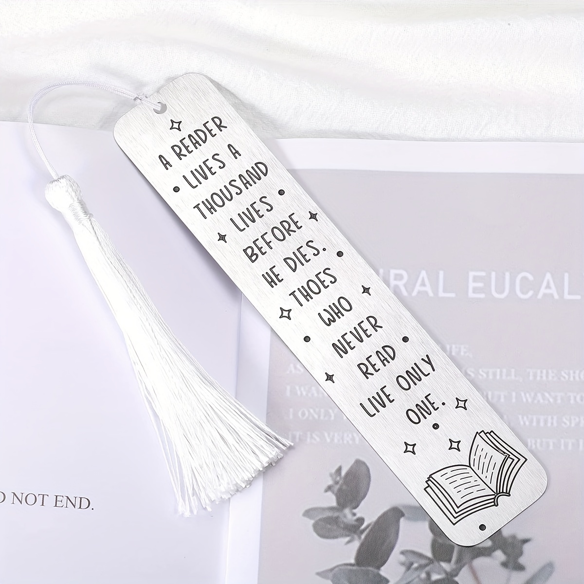 1pc, Stainless Steel Bookmark With Tassel Bookmark, Women Funny Bookmark  Book Lovers Bookmark Nerd Gift Bookmark