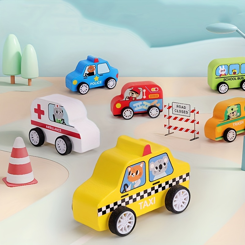 Mini brinquedos de carros de táxi de madeira para carros de