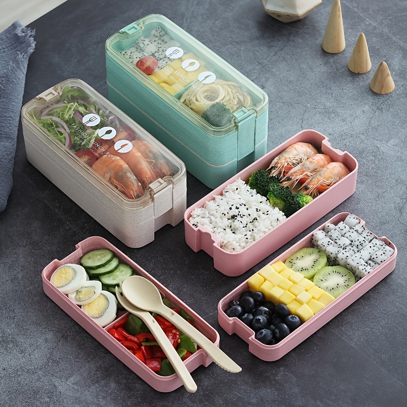 900ml Healthy Material Lunch Box 3 Layer Wheat Straw Bento Boxes