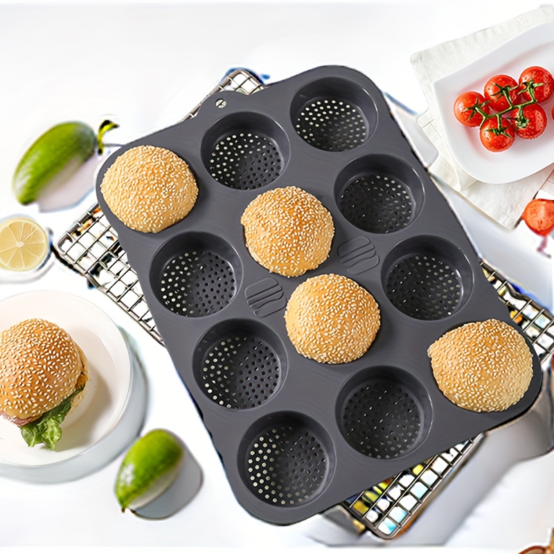 1pc hamburger bun mold 12 cavity french bread mold heat and cold resistant baking tools home kitchen accessories details 2