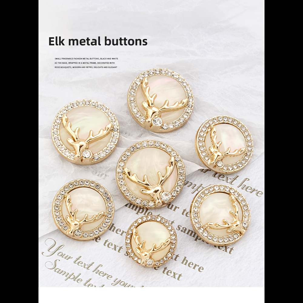 10pcs Metal Buttons Woolen Coat Cardigan Suit Coat Women's Fashionable And  Exquisite Elk Decorative Buttons