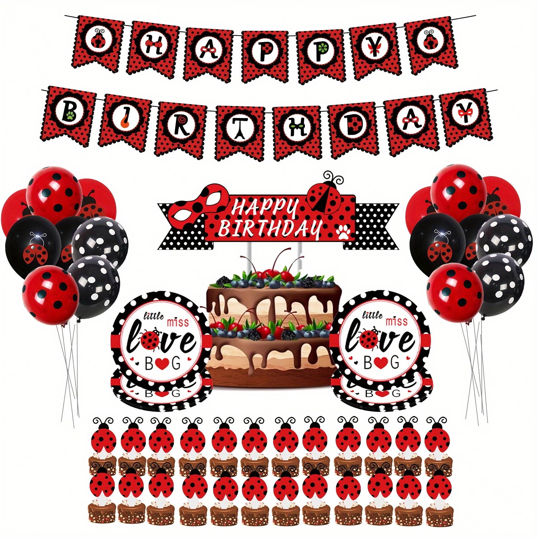 Arco y Decoración de Globos - Ladybug Miraculous Kit de Fiesta