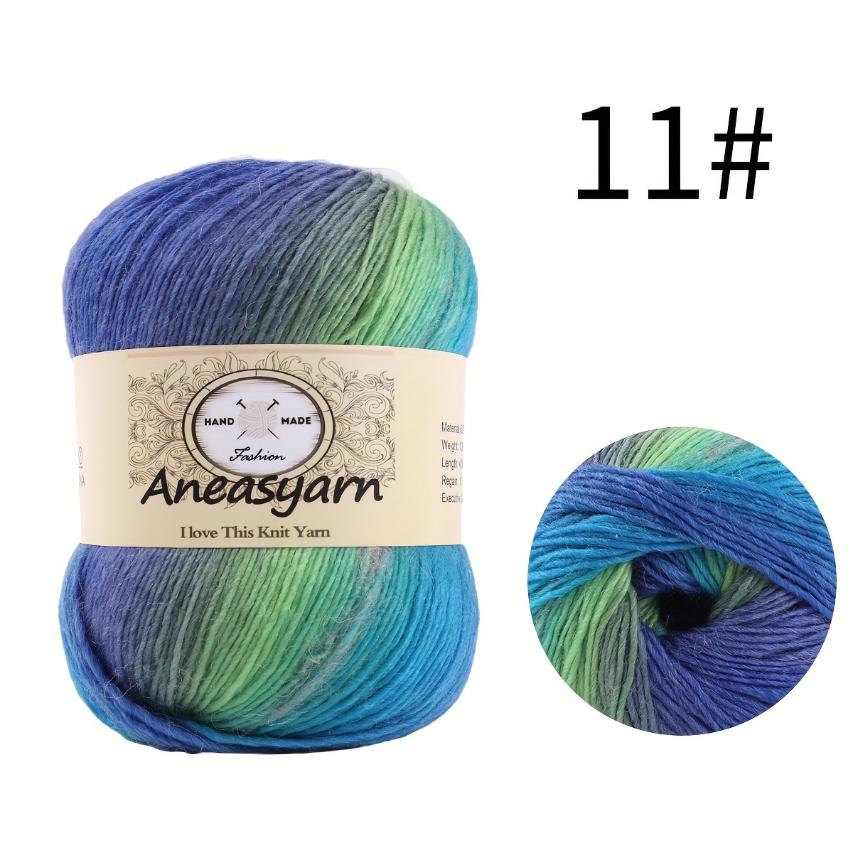 3pcsx100g Crochet Blended Yarn Rainbow Line Knitting Threads Lanas Cashmere  Yarn