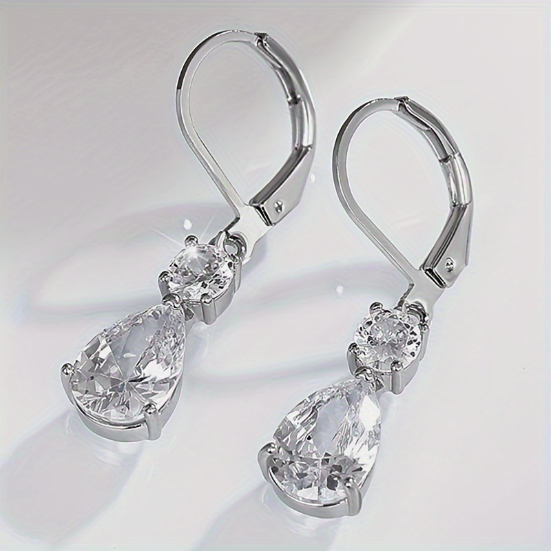 TEMU 1 Par, Pendientes Colgantes Con Forma De De Cristal Artificial, Pendientes Minimalistas, Elegantes, Para , Boda, , Accesorios De Joyería Para