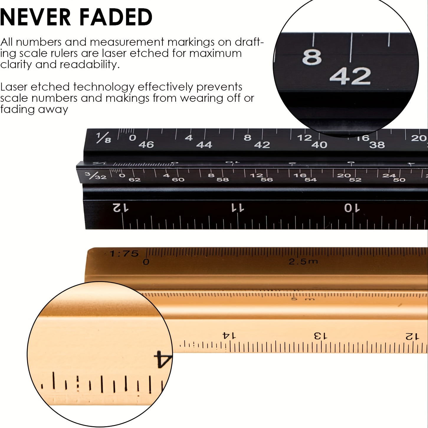 12architectural Scale Ruler, Aluminum Scale, Triangular Ruler