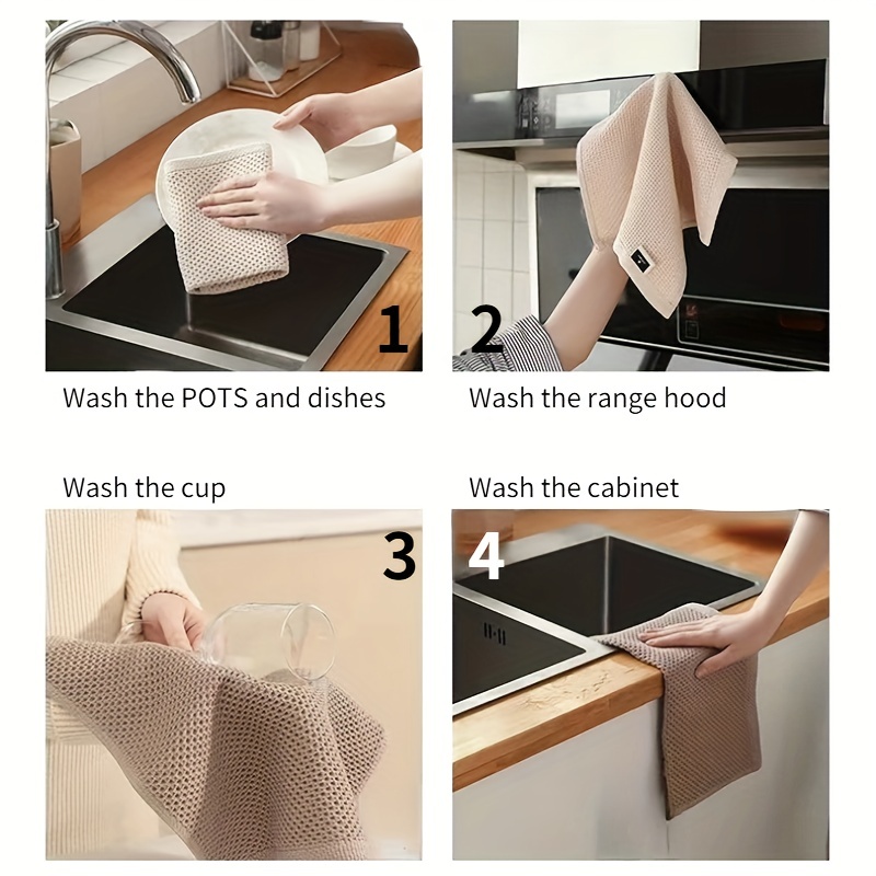 Soft Waffle Weave Dish Towels Absorbent Kitchen Cleaning Towel