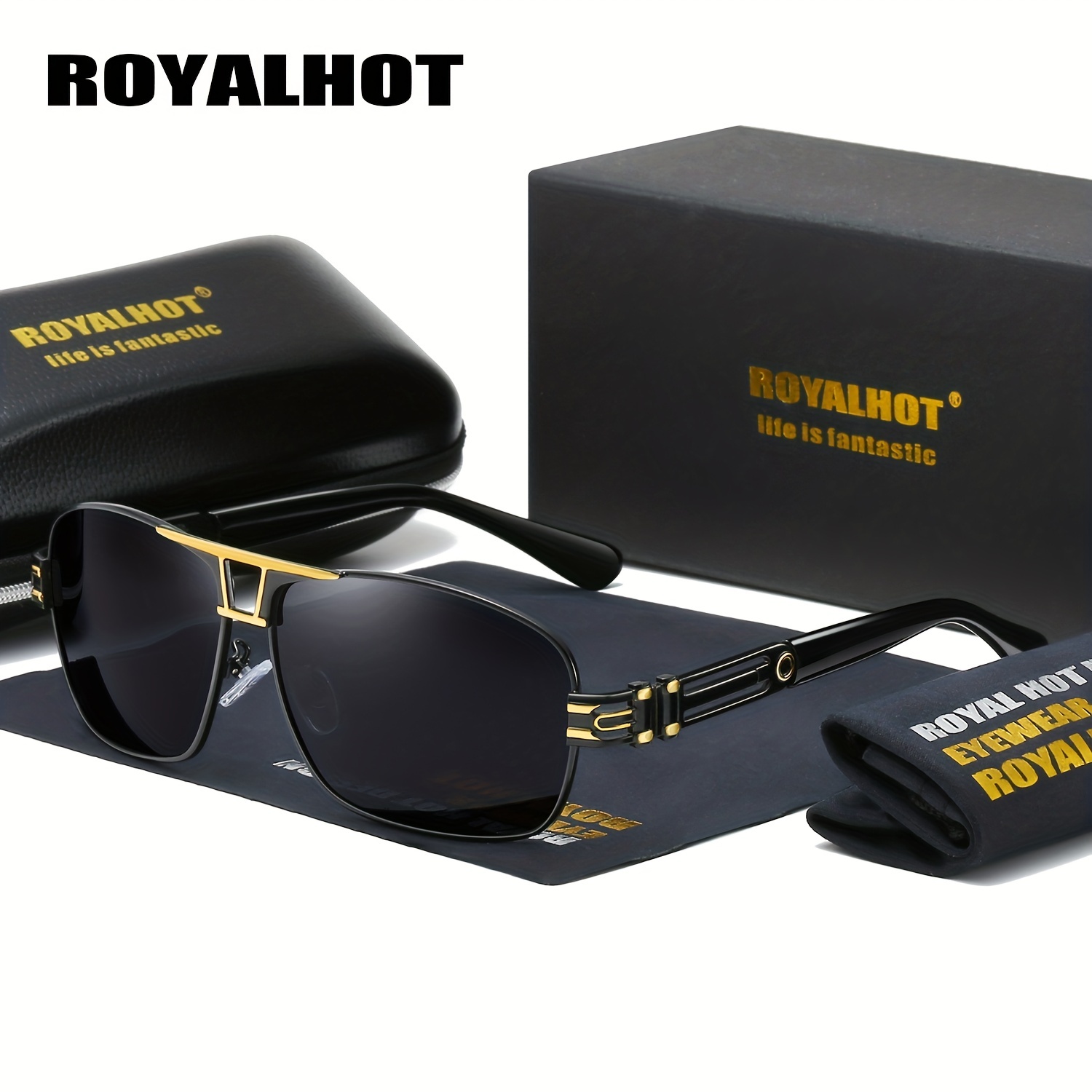 Sport Sunglasses for Men Polarized Square Mirror Shades UV400 Driving  Safety Sun Glasses With Free Box