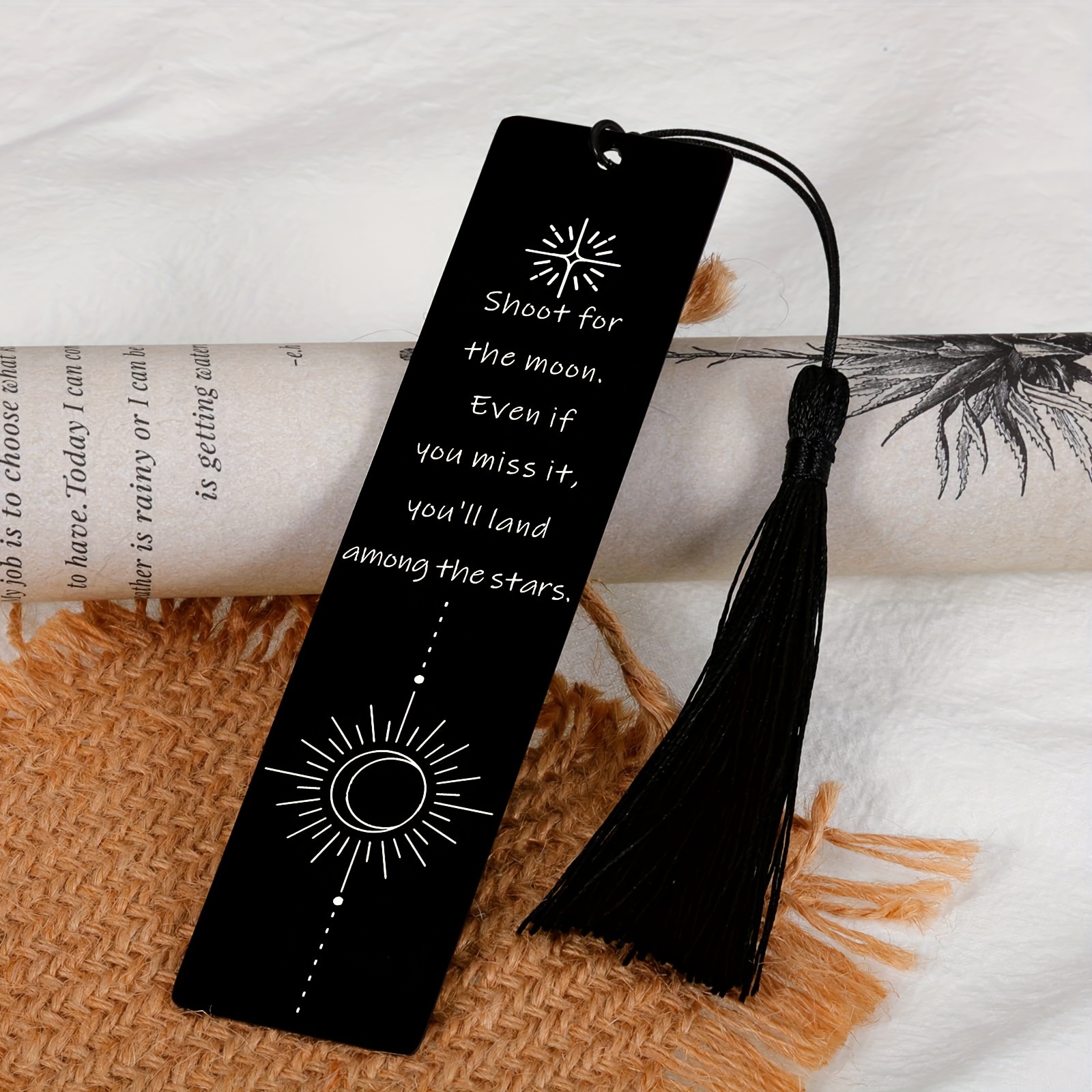 Metal Bookmark with Tassels & Inspirational Words for Men Kids Book Lovers,  Cute Bookmark with Ivory Tassels, Bookmarks Gift for Graduation