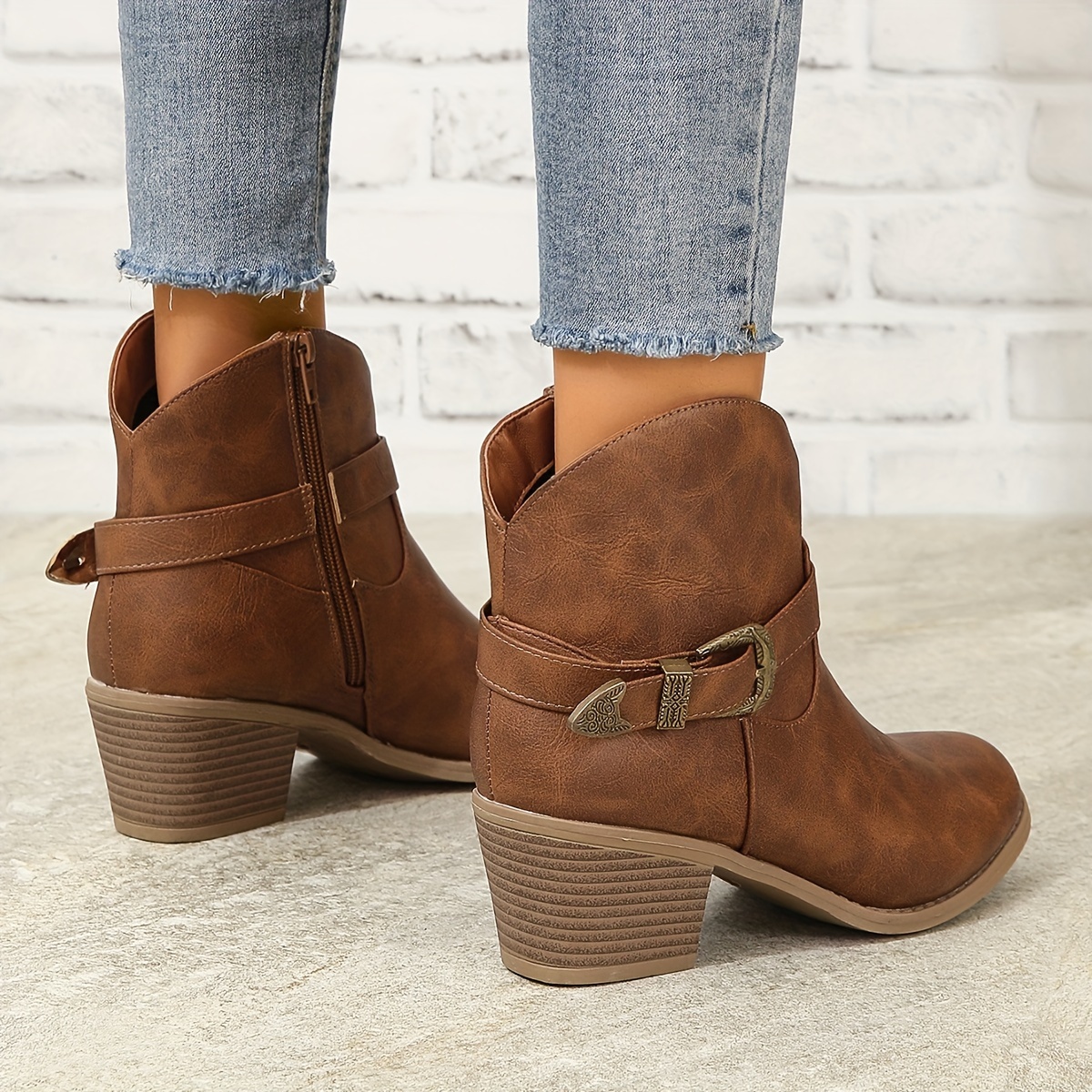 Western buckle best sale ankle boots