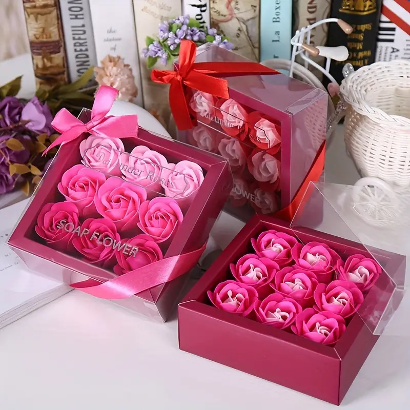 1 Pc Rose Savon Fleur Coffret Cadeau Saint Valentin Cadeau - Temu France