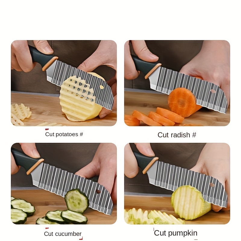 Acheter Couteau ondulé en acier inoxydable, coupe-pomme de terre, cuisine  domestique, coupe-légumes, dent de loup, couteau à pommes de terre, outil  de couteau à frites 1 pièce