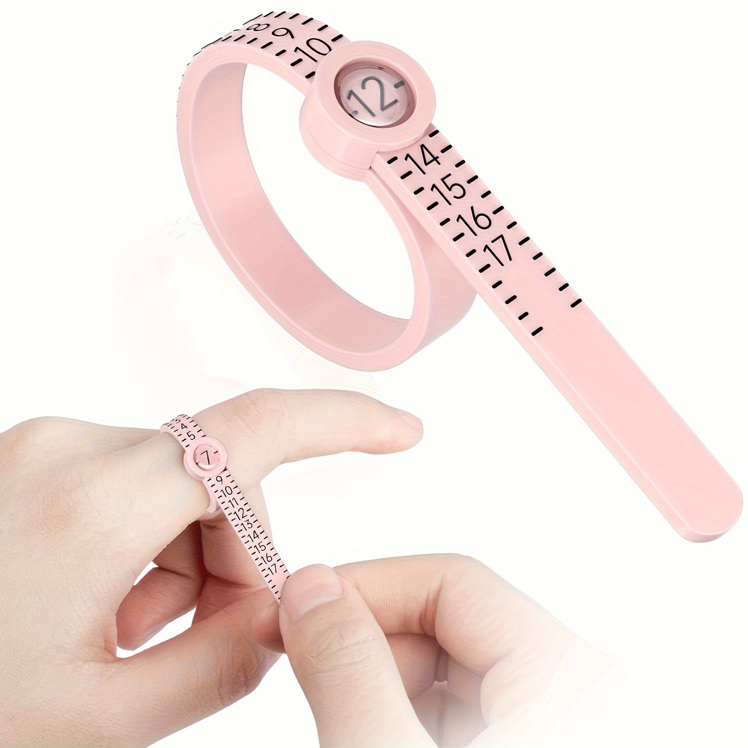 

1pc Ring Sizer 1-17 Usa Measuring Tool Reusable Finger Size Gauge Jewelry Sizing Tool Rings Size Measuring Tool (pink)