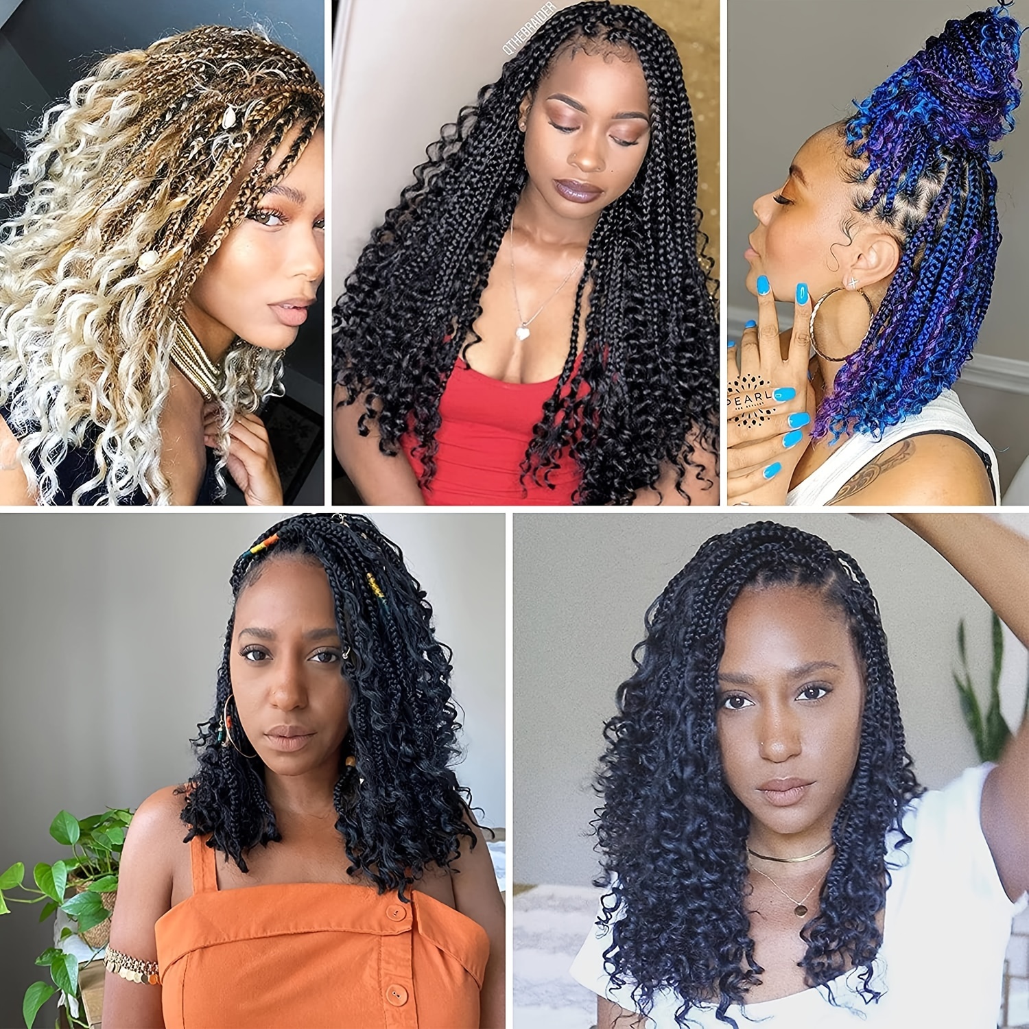 Box Braids Crochet Braids Curly Ends 3X Box Braid Ombre Synthetic Hair  Extensions For Women Hair Wigs