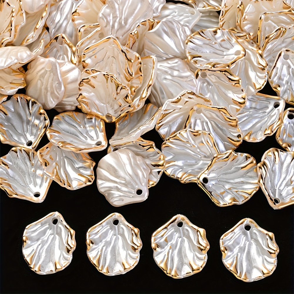 TEMU 100pcs/pack Multicolour Acrylic Leaf Charms, Golden Plated Spacer Beads For Jewelry Making, Bracelet Diy Accessories, 15x18mm