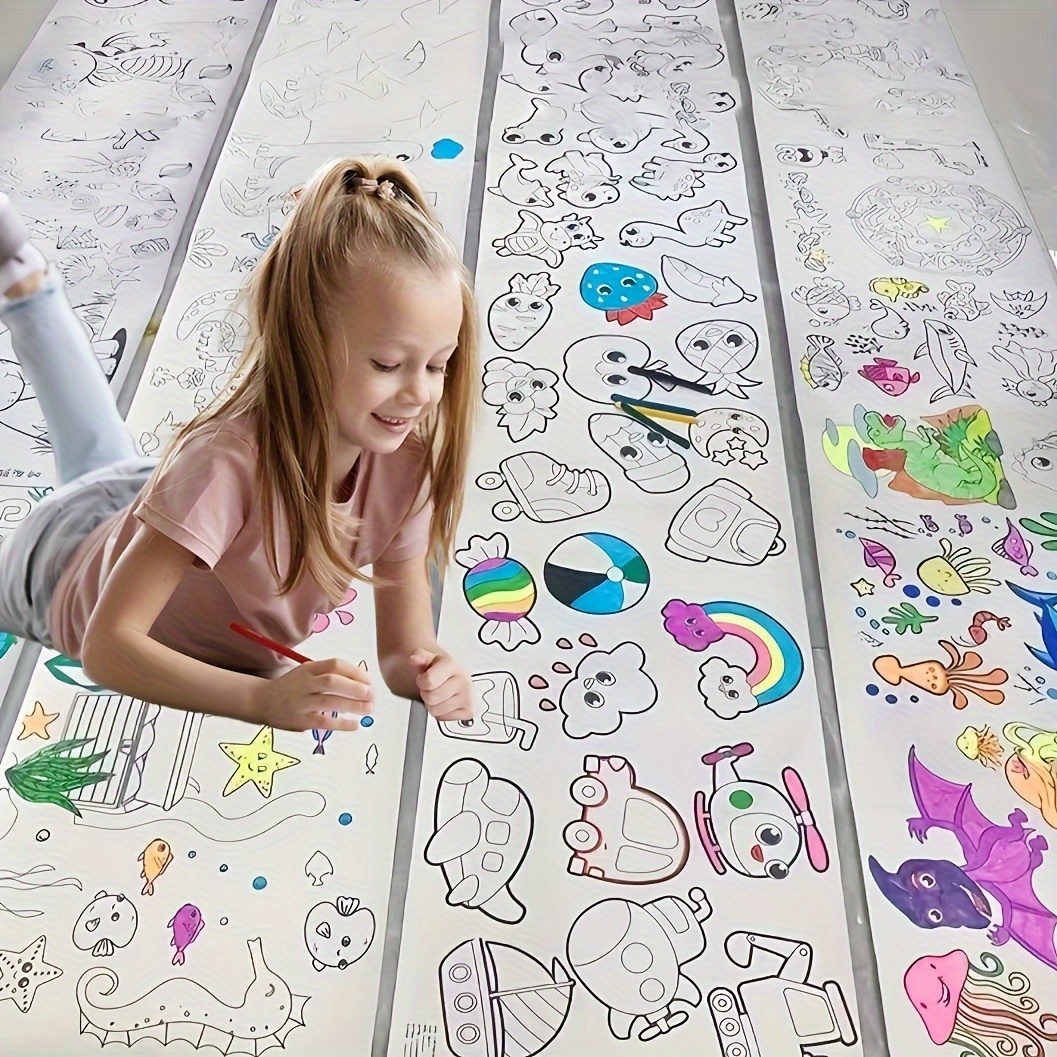 Rotolo di disegno per bambini appiccicoso rimovibile alto 3 metri