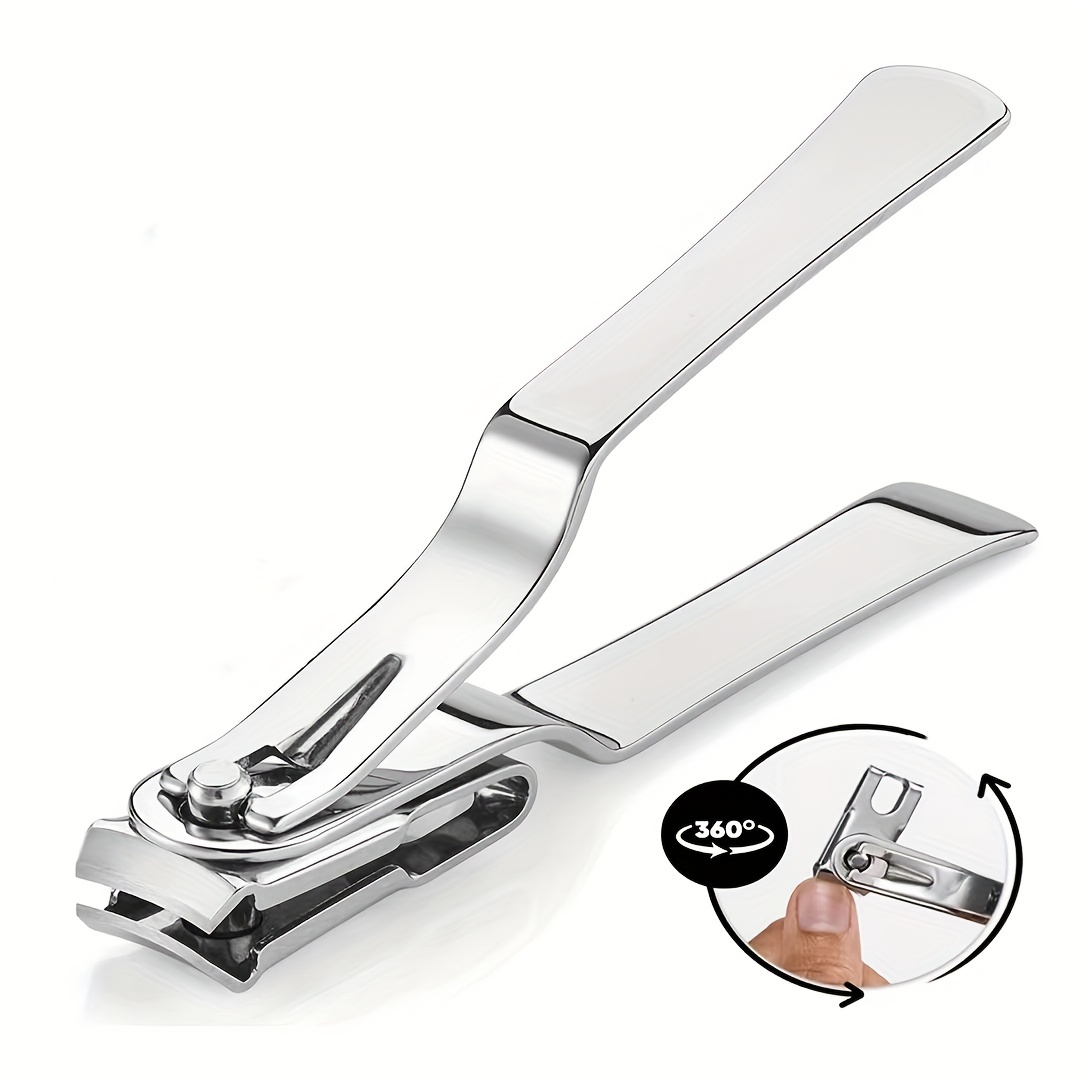 Nail Clipper with Comfort Grip Nail Catcher - Chrome Plated Toenails  Clippers Nail Cutter Catches Clippings Sharp Sturdy Trimmer Stainless Steel  for Men and Women 