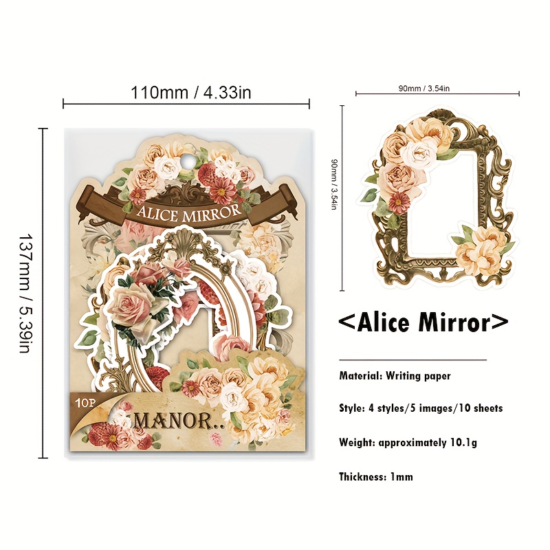 Alice Mirror Series Vintage Floral Border Plant Scrapbooking - Temu