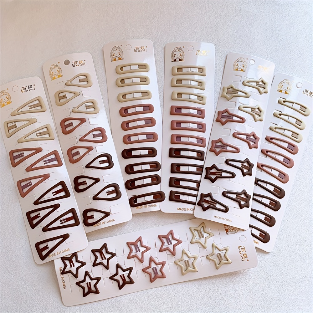 

10pcs Solid Hollow Hair Clip Cute Macaroon Color Snap Clip Minimalist Non Slip Hair Styling Accessory